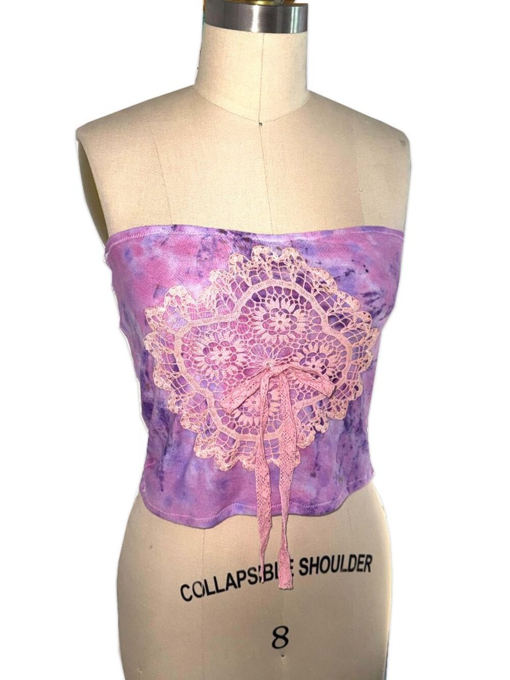 handmade upcycled bamboo jersey & vintage doily bandeau top ♡